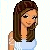Pixelated cartoon-style icon featuring a woman with long brown hair in a light blue top next to stylized text reading "Desi Gurl" on a white background.