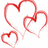Red heart outlines and text on white background with 'Kiara + Kyle' above equals sign leading to 'True Love!!! <3 <3 <3'.