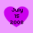 Four identical purple heart-shaped icons with black text reading "July 15 2008" on a light purple background.