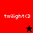 A four- displays the text 'twilight<3' with a star icon changing color between red and black