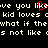Pixelated text on black background with red heart symbol replacing 'like' in repeated phrases.