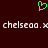 Green pixelated heart symbol above repeated white text on dark red background.