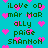 Pixelated cyan background with scattered pink hearts and green text reading 'iLove oD mar Mar ally paige ShanNoH' repeated in a pattern