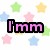 Pixelated text 'I'mm The STAR!!!' over pastel stars on white background with gray rectangle.