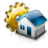 A pixelated icon shows a white house with blue roof and windows, partially overlaid by a golden crown with yellow and brown tones.