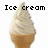 Pixelated ice cream cone with text overlays reading "Ice cream makes me crazy" and multiple exclamation marks across four