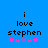 Blue background with black pixelated text 'i love stephen' and five pink/purple star icons below, showing animation change in the third star's color.