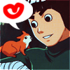 Pixelated cartoon-style icon shows a smiling character with dark hair holding an orange squirrel on a green shoulder, with a red heart-shaped speech bubble containing a white phone symbol.