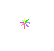 A sequence of animated pixelated icons with radiating lines in green, yellow, red, purple, blue, and orange against a gray background.