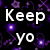 Pixelated purple and black background with white text fragments and <3<3 symbols scattered across the image.