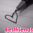 A black-and-white drawing of a pen sketching a heart shape with red text reading 'Bestfriends' below.