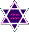 Star-shaped icon with purple and white borders containing a central wavy line that cycles through pink, red, orange, yellow, green, cyan, blue, and purple hues.