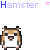 Pixel art hamster icons in various poses with text labels, showing subtle expression and limb changes across frames.