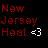 Red pixelated text reading 'New Jersey Heat' with a white '<3' symbol on black background.