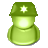 Green pixelated icon with rounded top and bottom, featuring a white star on the upper section and a bright central glow.