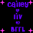 Pixelated purple text and pink stars on black background with animated star flicker effect.