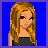 Pixel art contact sheet showing five frames of an animated AIM buddy icon featuring a female character with long blonde hair, black crop top, white pants, and text labels like "lil hip" and "hop dancer" on blue backgrounds.