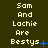 Pixelated text reads "Sam And Lachie Are Bestys" with blue symbols changing from plus to star to X across three on a dark green background