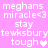 Pixelated text on pink background with two heart symbols, one white and one light pink, in a