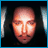 Two side-by-side frames from an animated contact sheet showing a pixelated face and stylized band logo on black backgrounds with blue borders.