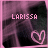 identical pink-tinted images showing 'LARISSA' text above a pink heart symbol on a dark background with pink lines