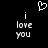 Pixelated white text and heart symbol on black background, with two identical mirrored text blocks below the heart.