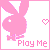 Pink Playboy bunny icon with 'Play Me' text and heart symbols, animated in a
