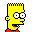Pixel art of Bart Simpson variations with different expressions, accessories, and costumes including a skull mask, bandana, glasses, and various hats