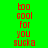 Green background with red text reading 'too cool for you sucka' in a pattern, with purple horizontal bars appearing in different across frames