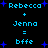 Pixelated blue text on black background with scattered blue stars, showing two identical side-by-side equations involving names and 'bff' in a static layout.