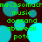 Pixelated green text on dark background with cyan circles, repeating phrases 'me<3somuch', 'music', 'dogsand', 'aboveall', 'potc' in