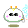 A 4-frame animated contact sheet of a pixelated white character with sunglasses, pink cheeks, and orange antennae smoking a cigarette with blue smoke.