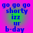 Pixelated text in blue and green on a pink background, arranged in four identical vertical with repeated phrases
