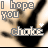 repeated text-based icons showing "I hope you chose" with alternating star and heart symbols, set against a blurred background