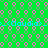 Green background with repeating pink circular patterns and blue text reading _<Cludia>_ in two horizontal bands.
