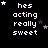 Pixelated text 'hes acting really sweet' on black background with white stars, varying star positions across frames.