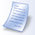 A light blue document icon with horizontal lines representing text, angled slightly right on a white background with a subtle shadow.