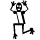Black-and-white stick figure icon in various dynamic poses including jumping, crouching, and inverted positions with arms raised or extended.