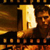 A static image shows a person in front of a building with warm lighting and film strip borders.