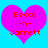 Two identical pink hearts on a cyan background with red text reading "Becca -n- Jarrett" inside each heart.