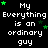 Pixelated text repeats 'My Everything is an ordinary guy' with green stars on black background, some frames show star count changes.