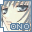 Pixelated anime-style face with light hair and blue eyes, showing three sequential expressions in a