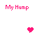 Pixelated pink text and hearts on white background with gray corner, featuring repeated 'My Hump' phrases and one variation reading 'My Lovely Lady Lumps'.