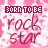 A pink and white pixelated pattern with repeated text 'BORN TO BE rock star' in red and purple lettering, featuring small black X-shaped marks scattered across the background.