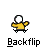Pixelated yellow figure with white head performing backflip animation on gray background, labeled 'Backflip' beneath each frame.