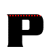 A black letter P with red dot pattern filling on a gray background, transitioning from partial to full coverage across frames.