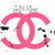 Pixelated icon divided into four quadrants with pink, black, white, and gray sections containing text and a logo.