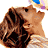 A 4-frame contact sheet of a pixelated animated icon featuring a woman with brown hair in various poses, including drinking from a cup and looking downward, with visible text "CoolBuddy.com" on the right frame.
