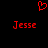 Red pixelated heart symbol above two instances of the name Jesse in red pixelated text on a black background.