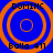 Four identical orange concentric circles on blue background with black text "DOMINC" above and "Balla 411" below each circle.